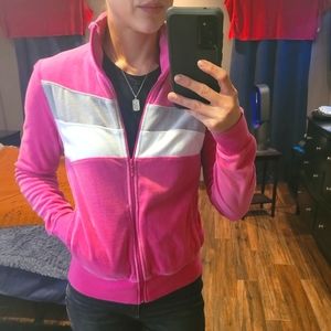 Vintage Lady Foot Locker Velour Pink Zip Jacket